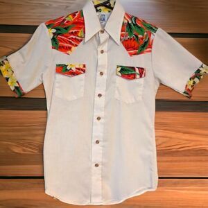 Vintage Print Blouse Sailboat Kennington Casual Short Sleeve Button Down S